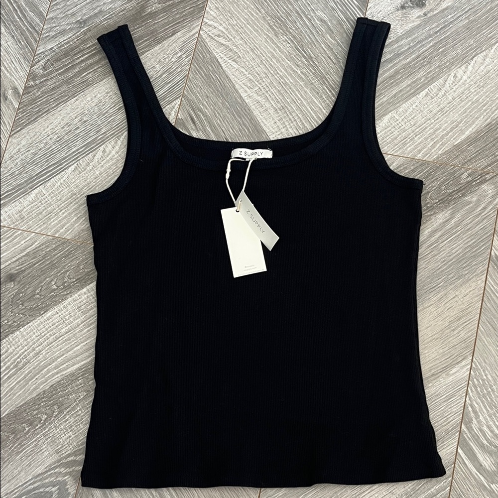 Z Supply Danya Ribbed Black Crop Top
